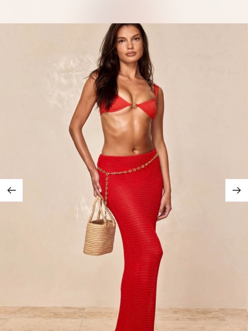 Monday Swimwear Red Crochet Maxi Coverup halter, and skirt chili pepper 🌶️